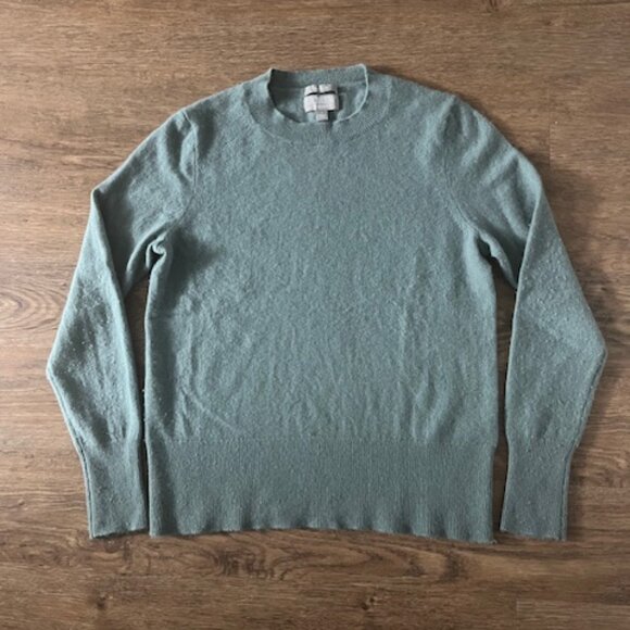 J. Crew Classic Fit 100% Cashmere Slate Teal Blue Green Crewneck Sweater Size S - Picture 1 of 4